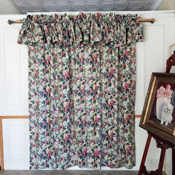Vintage Accents Laura Ashley Curtains 84 X 85 2 Panels 2 Valances Wide Rod Pocket Floral